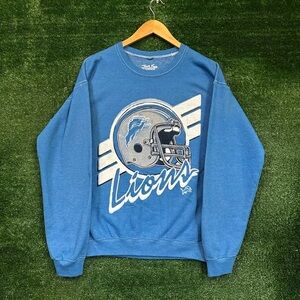 junk food Detroit Lions blue crewneck sweatshirt NFL season size medium